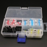 100PCS Shrinkage Solder Sleeve Heat Shrink Tube Butt Terminal Wire Splice Connector with Box 4 Colors